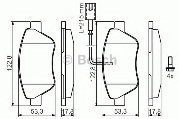 BOSCH - 0 986 424 597 - Комплект тормозных колодок, дисковый тормоз (Тормозная система)