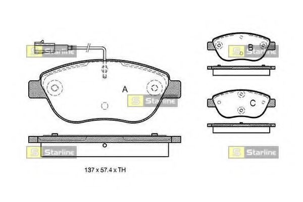 STARLINE - BD S324 - Комплект тормозных колодок, дисковый тормоз