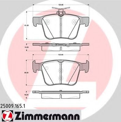 ZIMMERMANN - 25009.165.1 - Комплект тормозных колодок, дисковый тормоз (Тормозная система)