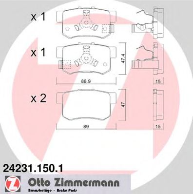 ZIMMERMANN - 24231.150.1 - Комплект тормозных колодок, дисковый тормоз (Тормозная система)