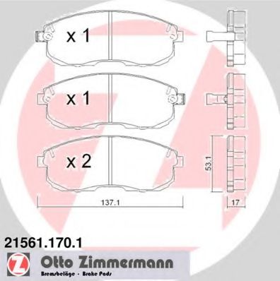 ZIMMERMANN - 21561.170.1 - Комплект тормозных колодок, дисковый тормоз (Тормозная система)