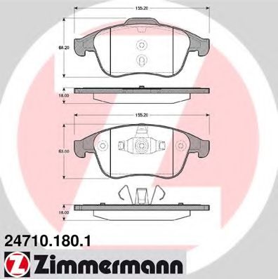 ZIMMERMANN - 24710.180.1 - Комплект тормозных колодок, дисковый тормоз (Тормозная система)