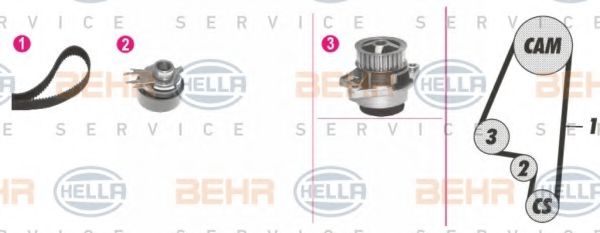 BEHR HELLA SERVICE - 8MP 376 800-891 - Водяной насос + комплект зубчатого ремня (Охлаждение)