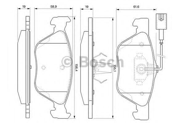 BOSCH - 0 986 424 576 - Комплект тормозных колодок, дисковый тормоз (Тормозная система)