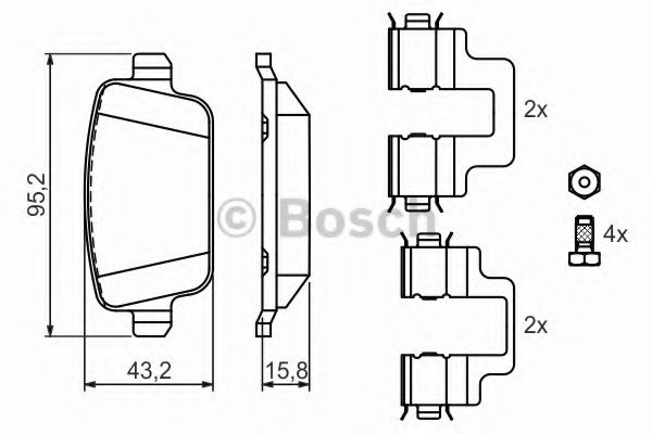 BOSCH - 0 986 494 214 - Комплект тормозных колодок, дисковый тормоз (Тормозная система)