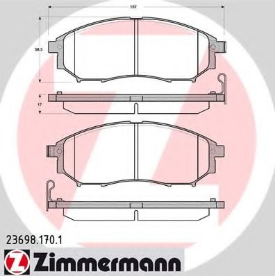 ZIMMERMANN - 23698.170.1 - Комплект тормозных колодок, дисковый тормоз (Тормозная система)