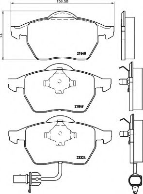 HELLA - 8DB 355 008-911 - Комплект тормозных колодок, дисковый тормоз (Тормозная система)