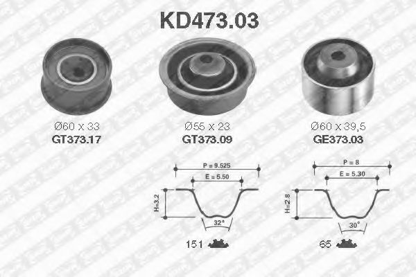 SNR - KD473.03 - Комплект ремня ГРМ (Ременный привод)