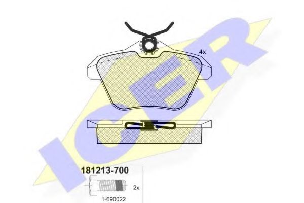 ICER - 181213-700 - Комплект тормозных колодок, дисковый тормоз (Тормозная система)