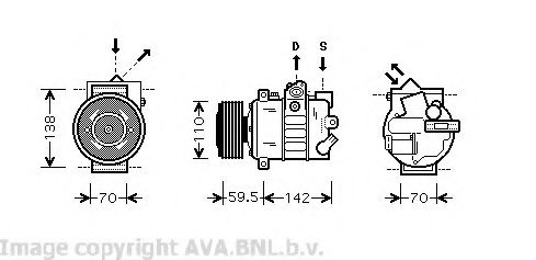 AVA QUALITY COOLING - VWK220 - Компрессор, кондиционер (Кондиционер)