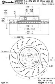 BREMBO - 09.A621.31 - Тормозной диск (Тормозная система)