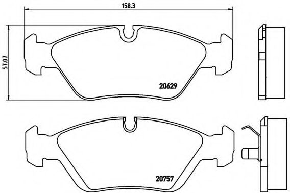 BREMBO - P 06 008 - Комплект тормозных колодок, дисковый тормоз (Тормозная система)