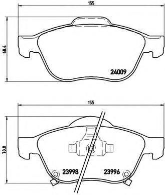 BREMBO - P 83 043 - Комплект тормозных колодок, дисковый тормоз (Тормозная система)