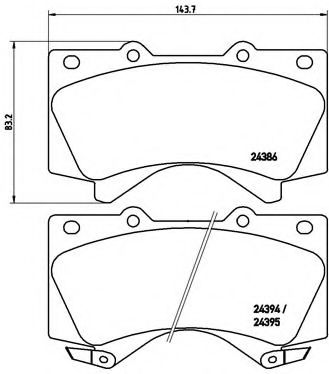 BREMBO - P 83 107 - Комплект тормозных колодок, дисковый тормоз (Тормозная система)