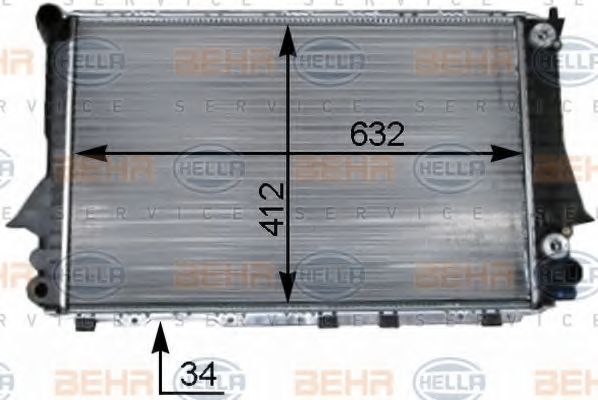 HELLA - 8MK 376 715-261 - Радиатор, охлаждение двигателя (Охлаждение)