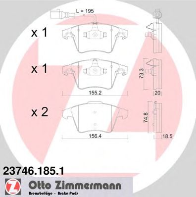 ZIMMERMANN - 23746.185.1 - Комплект тормозных колодок, дисковый тормоз (Тормозная система)