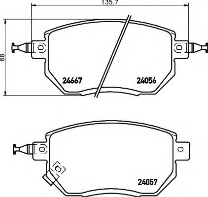 HELLA - 8DB 355 011-101 - Комплект тормозных колодок, дисковый тормоз (Тормозная система)