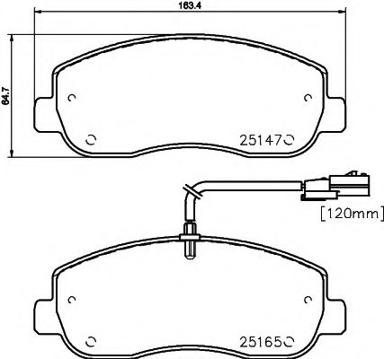 HELLA - 8DB 355 015-291 - Комплект тормозных колодок, дисковый тормоз (Тормозная система)