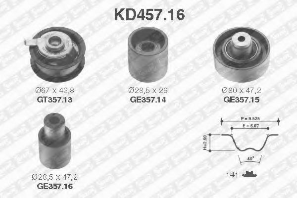 SNR - KD457.16 - Комплект ремня ГРМ (Ременный привод)