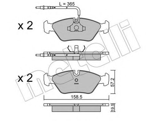 METELLI - 22-0091-2 - Комплект тормозных колодок, дисковый тормоз