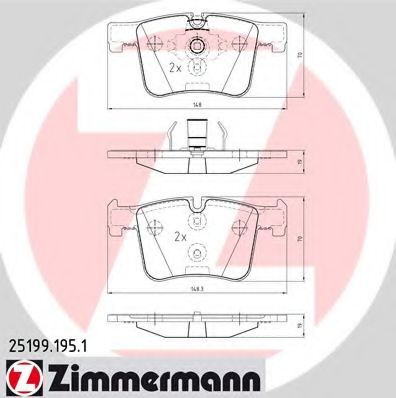 ZIMMERMANN - 25199.195.1 - Комплект тормозных колодок, дисковый тормоз (Тормозная система)