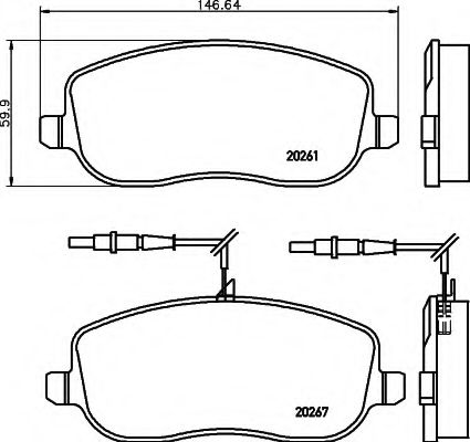 HELLA - 8DB 355 010-501 - Комплект тормозных колодок, дисковый тормоз (Тормозная система)