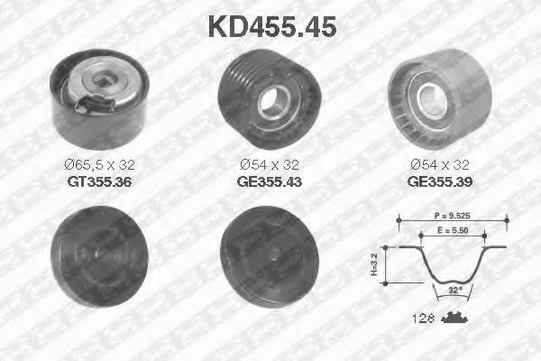 SNR - KD455.45 - Комплект ремня ГРМ (Ременный привод)