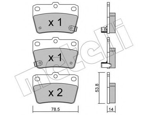 METELLI - 22-0431-0 - Комплект тормозных колодок, дисковый тормоз (Тормозная система)