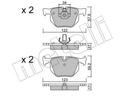 METELLI - 22-0561-0 - Комплект тормозных колодок, дисковый тормоз (Тормозная система)