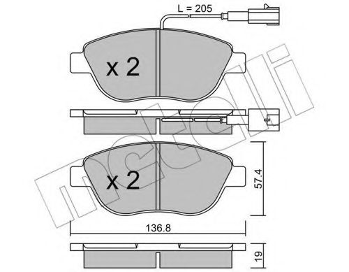 METELLI - 22-0322-3 - Комплект тормозных колодок, дисковый тормоз (Тормозная система)