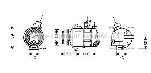 AVA QUALITY COOLING - VWK285 - Компрессор, кондиционер (Кондиционер)