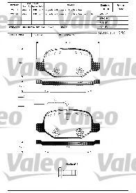 VALEO - 598407 - Комплект тормозных колодок, дисковый тормоз (Тормозная система)