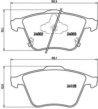 BREMBO - P 49 038 - Комплект тормозных колодок, дисковый тормоз (Тормозная система)