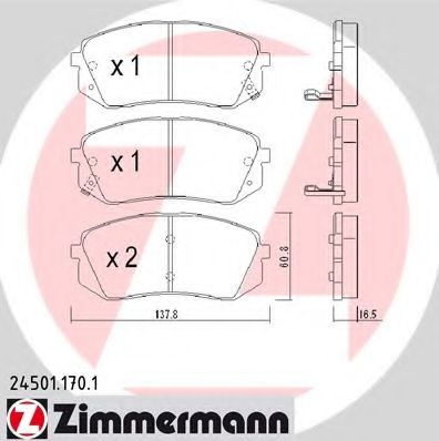 ZIMMERMANN - 24501.170.1 - Комплект тормозных колодок, дисковый тормоз (Тормозная система)