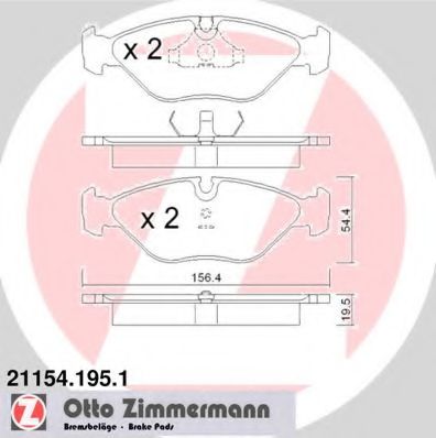 ZIMMERMANN - 21154.195.1 - Комплект тормозных колодок, дисковый тормоз (Тормозная система)