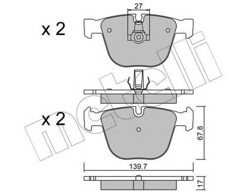 METELLI - 22-0773-9 - Комплект тормозных колодок, дисковый тормоз (Тормозная система)