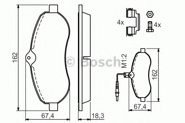 BOSCH - 0 986 494 163 - Комплект тормозных колодок, дисковый тормоз (Тормозная система)