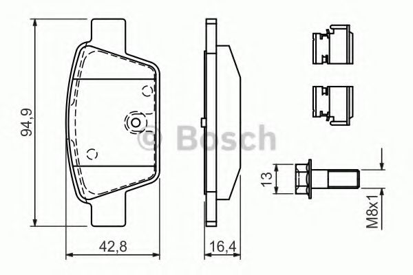 BOSCH - 0 986 494 030 - Комплект тормозных колодок, дисковый тормоз (Тормозная система)