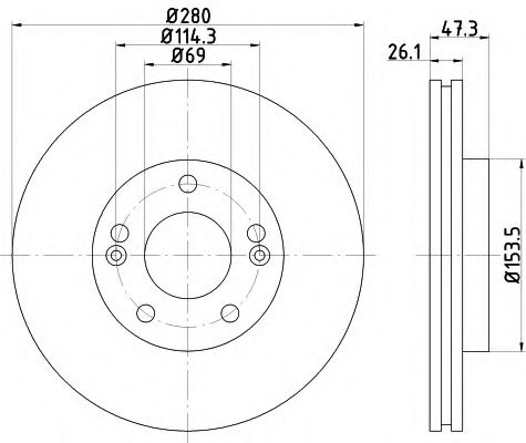 HELLA PAGID - 8DD 355 120-141 - Тормозной диск (Тормозная система)