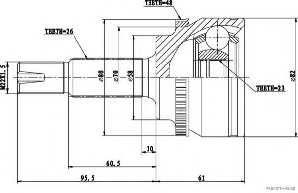 HERTH+BUSS JAKOPARTS - J2822139 - Шарнирный комплект, приводной вал (Привод колеса)