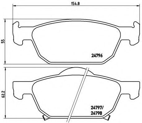 BREMBO - P 28 044 - Комплект тормозных колодок, дисковый тормоз (Тормозная система)