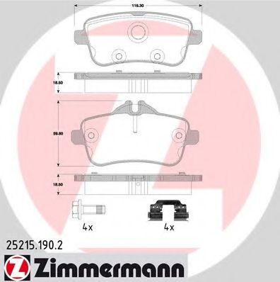 ZIMMERMANN - 25215.190.2 - Комплект тормозных колодок, дисковый тормоз (Тормозная система)