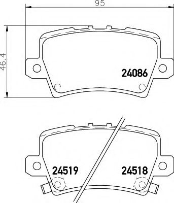 HELLA - 8DB 355 006-751 - Комплект тормозных колодок, дисковый тормоз (Тормозная система)