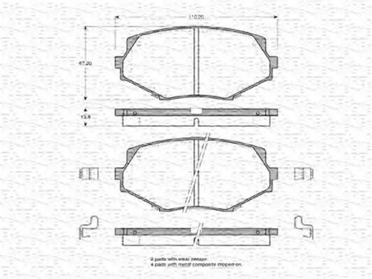 MAGNETI MARELLI - 363702160757 - Комплект тормозных колодок, дисковый тормоз (Тормозная система)