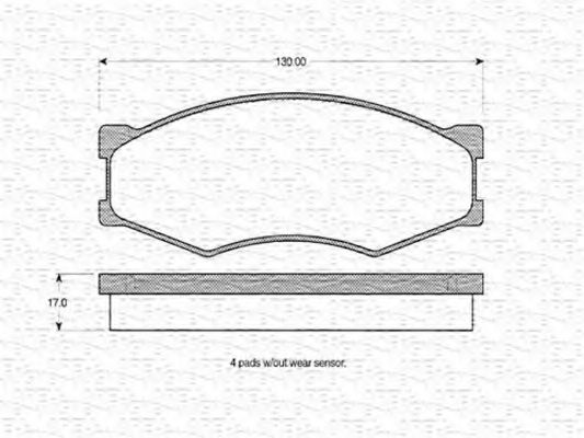 MAGNETI MARELLI - 363702160785 - Комплект тормозных колодок, дисковый тормоз (Тормозная система)