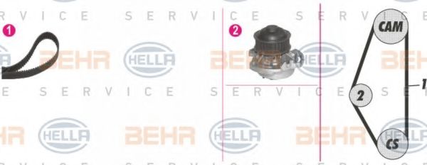 BEHR HELLA SERVICE - 8MP 376 802-811 - Водяной насос + комплект зубчатого ремня (Охлаждение)