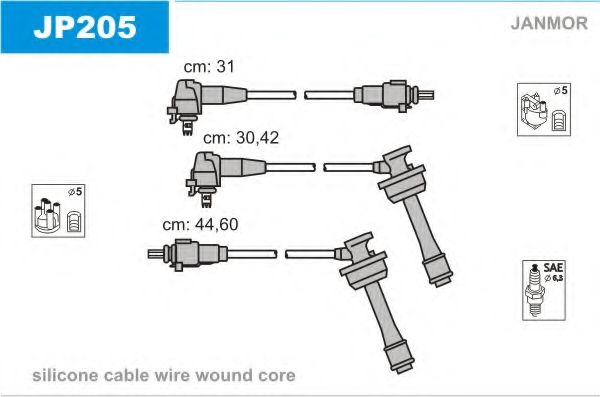 JANMOR - JP205 - Комплект проводов зажигания (Система зажигания)