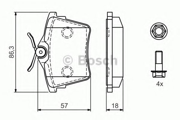 BOSCH - 0 986 494 095 - Комплект тормозных колодок, дисковый тормоз (Тормозная система)