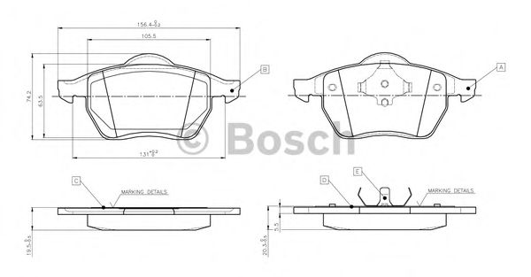 BOSCH - 0 986 TB2 672 - Комплект тормозных колодок, дисковый тормоз (Тормозная система)