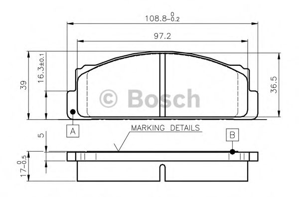 BOSCH - 0 986 TB2 002 - Комплект тормозных колодок, дисковый тормоз (Тормозная система)